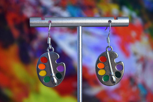 Artist Palette Clip On Earrings