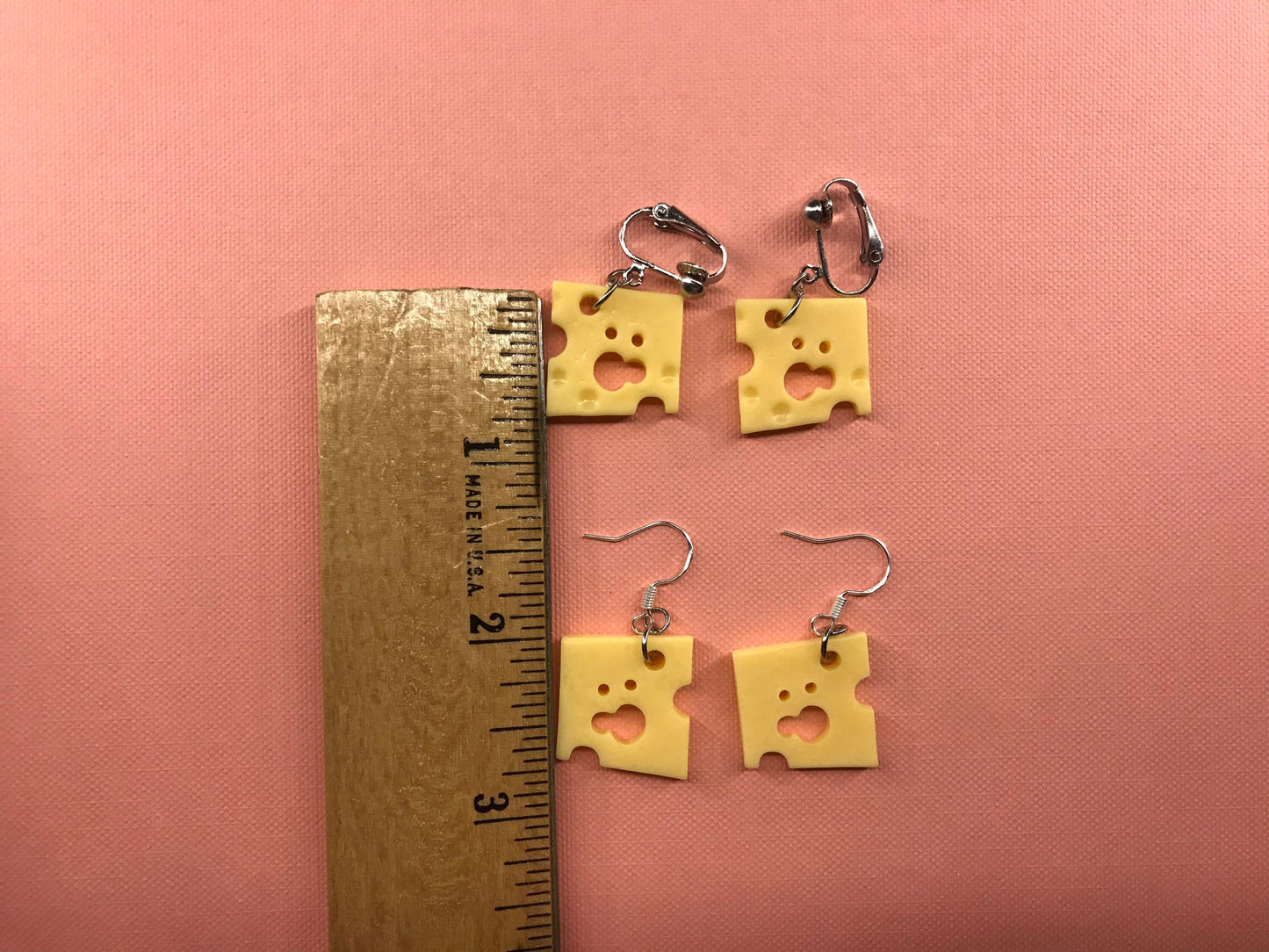 Cheese Slice Earrings Clip On Earrings