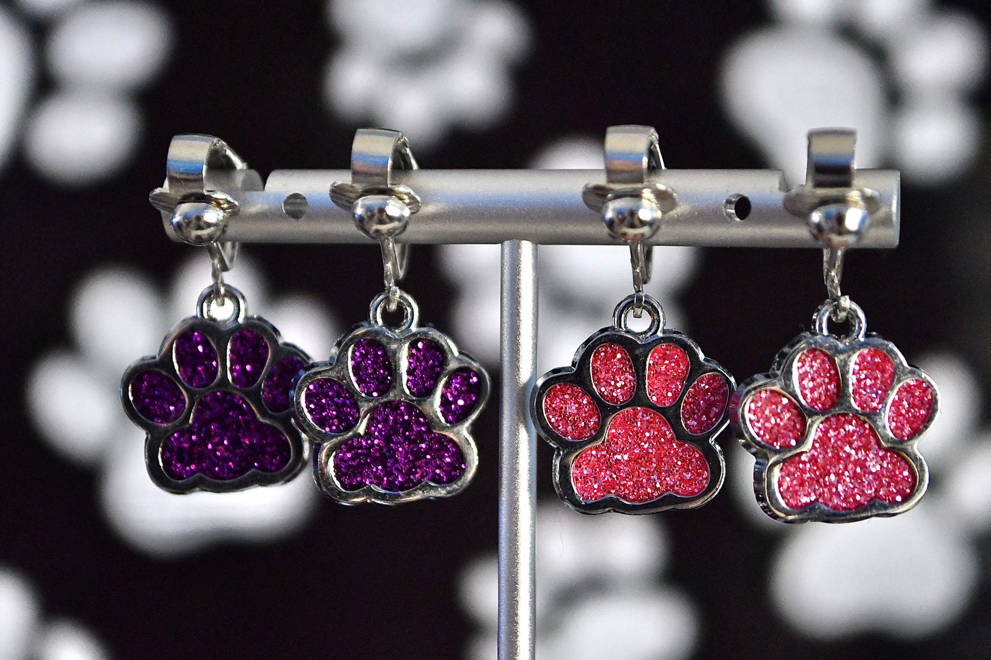 Paw Print Earrings Clip On Earrings
