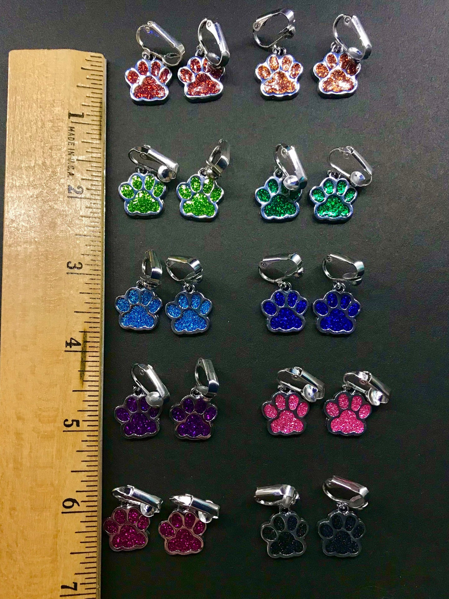 Paw Print Earrings Clip On Earrings
