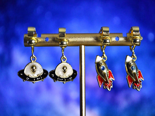 Space Themed Earrings Clip On Earrings
