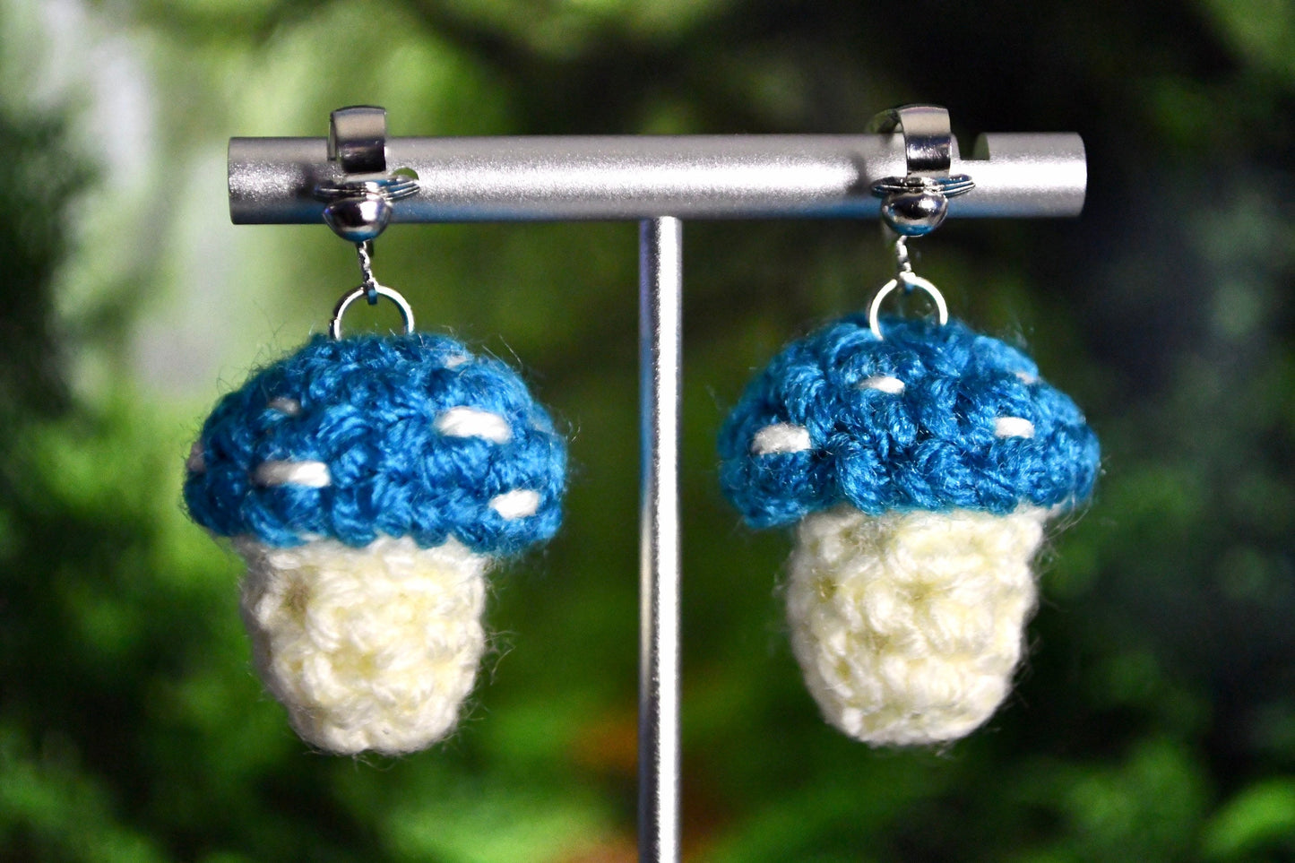 Mushroom Customizable Crochet Clip On Earrings-MADE TO ORDER