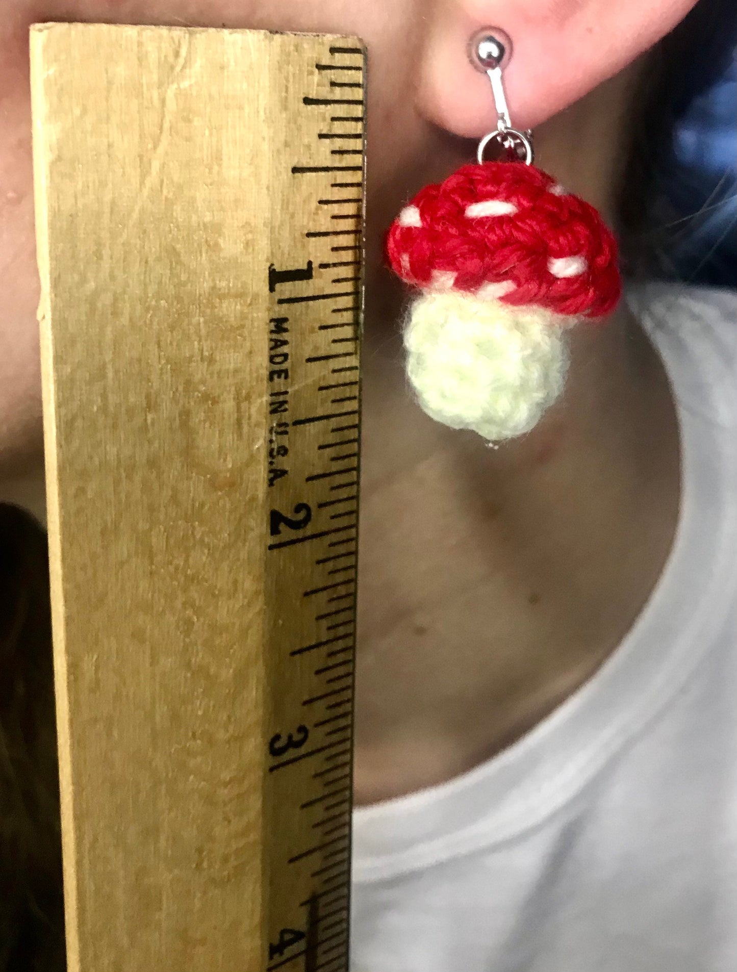 Mushroom Customizable Crochet Clip On Earrings-MADE TO ORDER