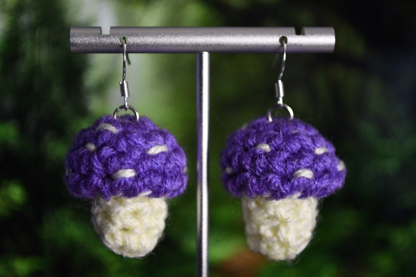 Mushroom Customizable Crochet Clip On Earrings-MADE TO ORDER