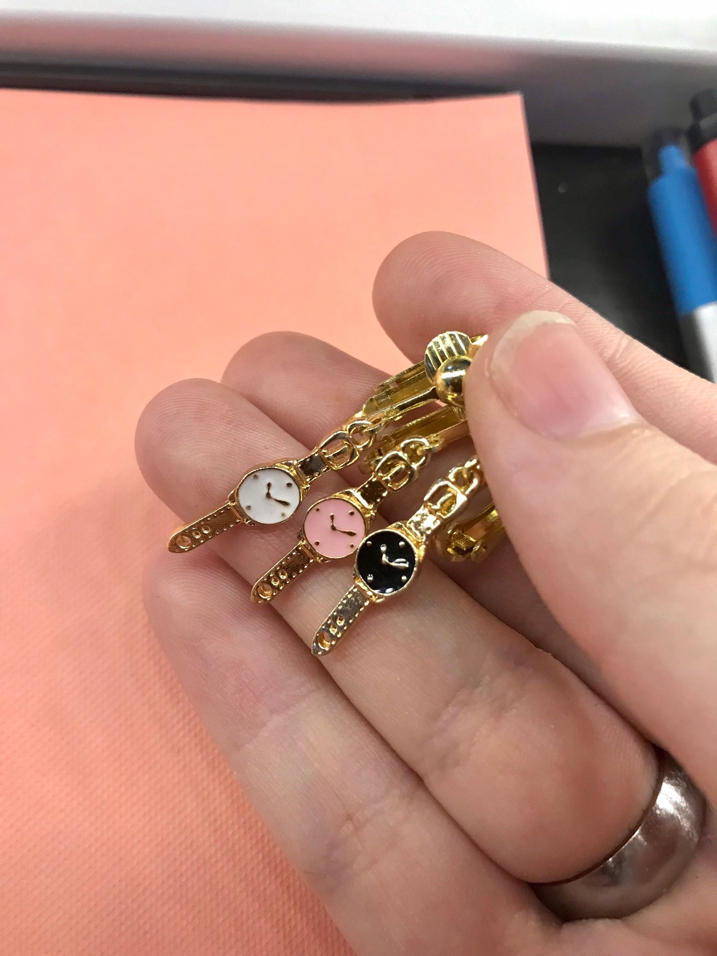 Wrist Watch Clip On Earrings