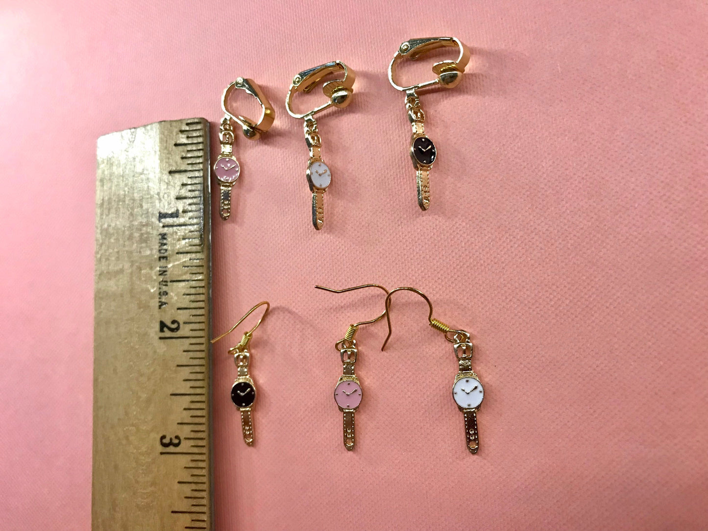 Wrist Watch Clip On Earrings