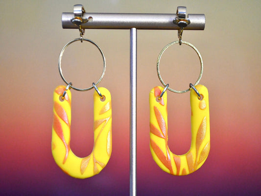 Sunrise Colored Polymer Clay Clip On Earrings