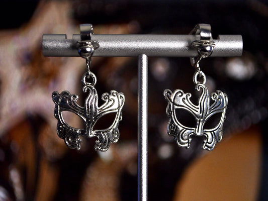 Masquerade Mask Clip On Earrings