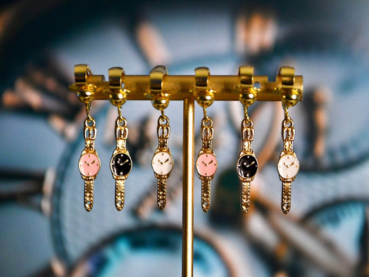 Wrist Watch Clip On Earrings