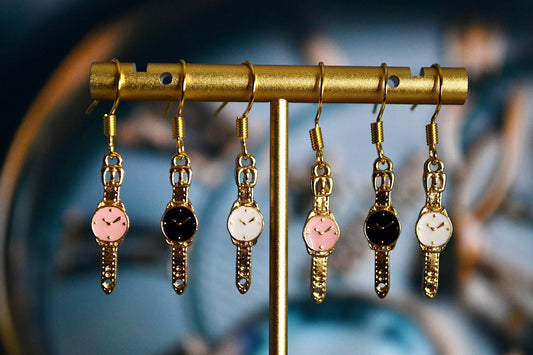 Wrist Watch Clip On Earrings