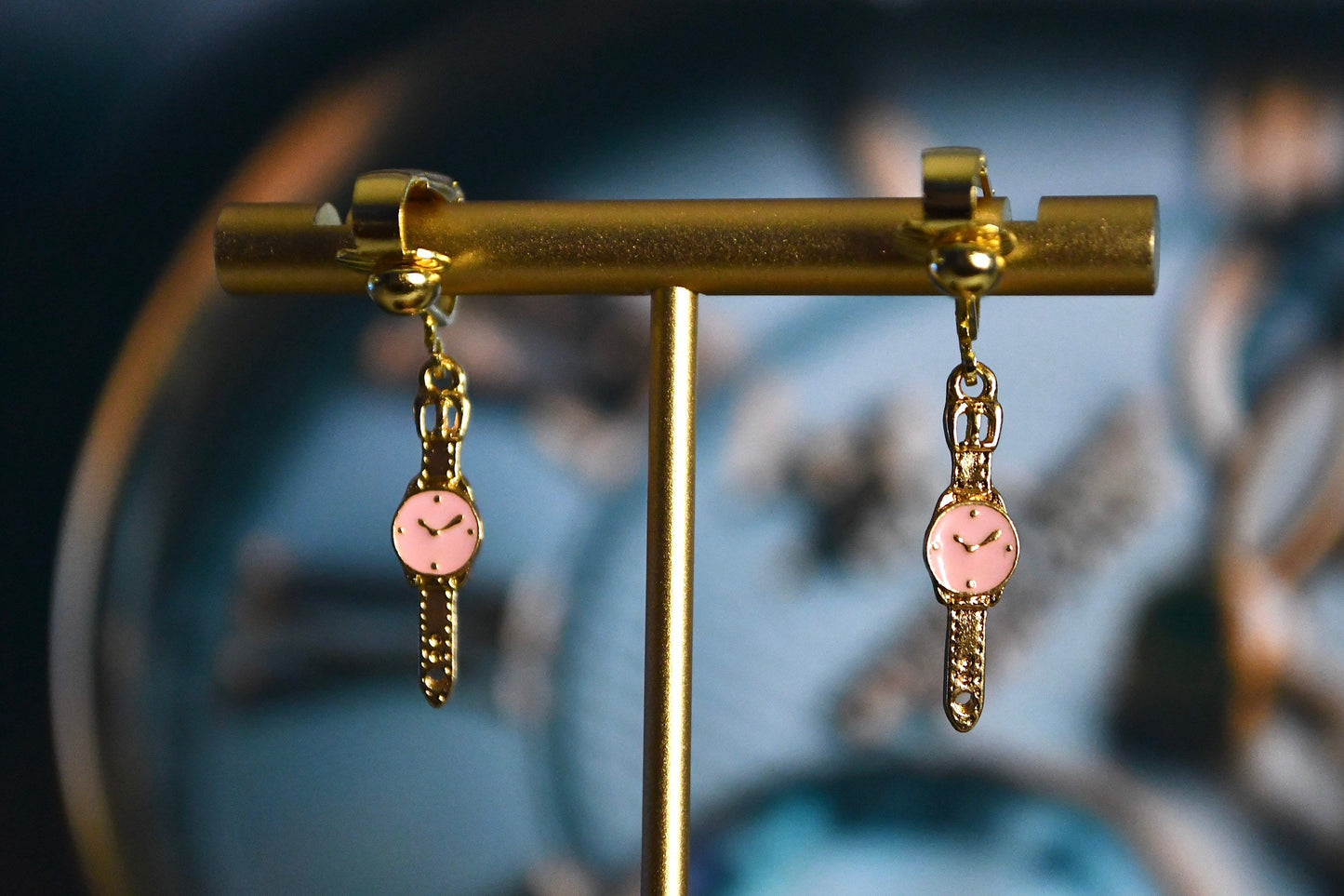 Wrist Watch Clip On Earrings