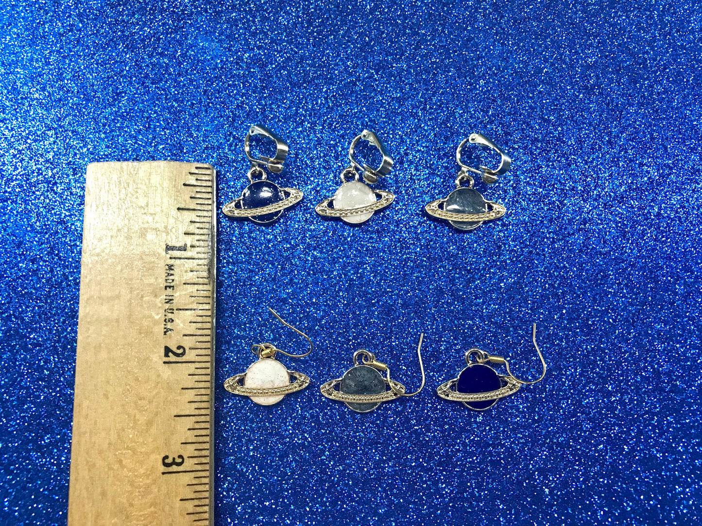 Saturn Planet Diamond Clip On Earrings