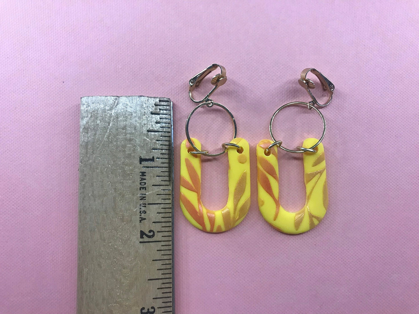 Sunrise Colored Polymer Clay Clip On Earrings