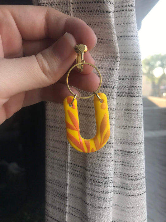 Sunrise Colored Polymer Clay Clip On Earrings