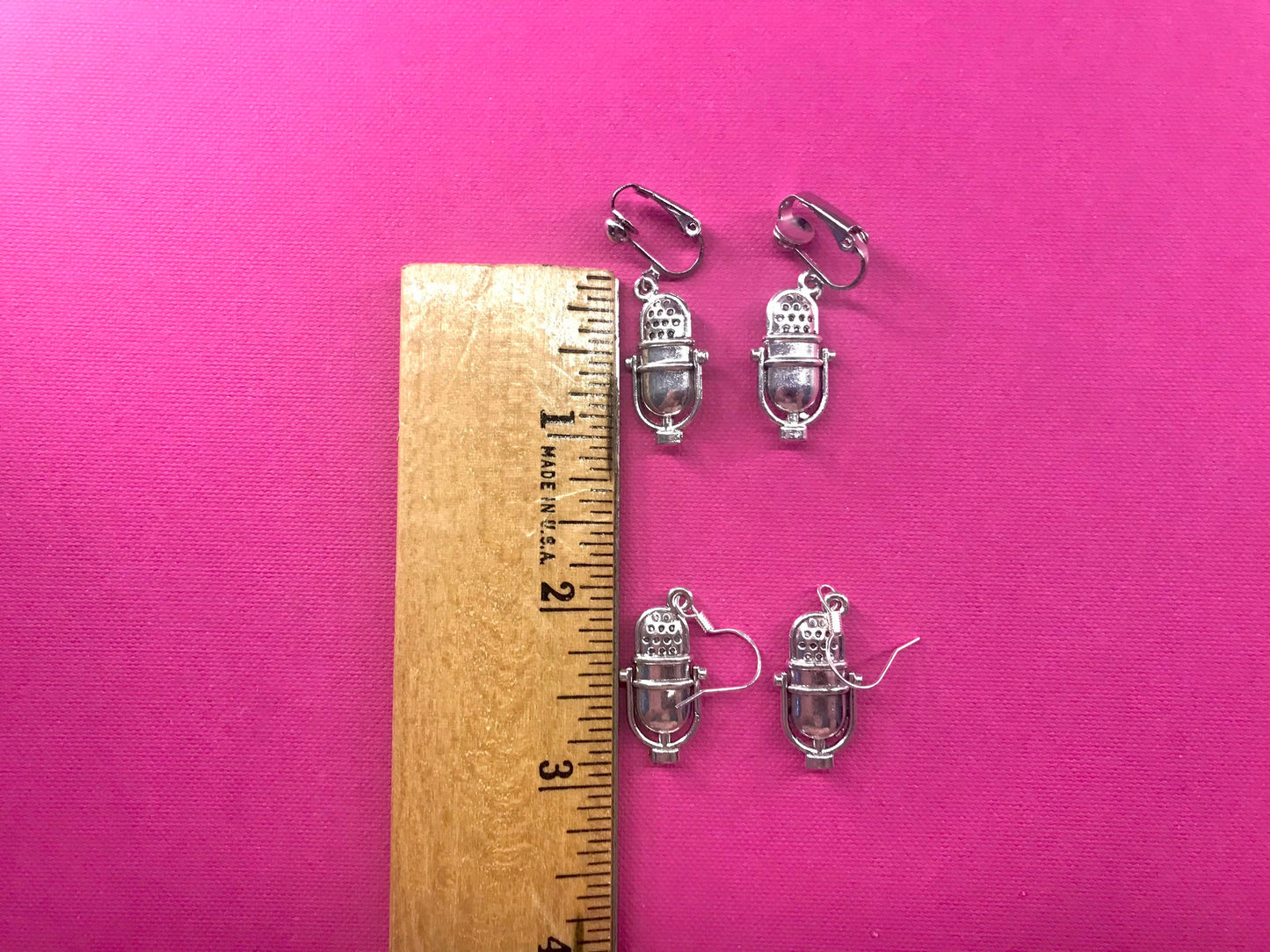 Radio Microphone Clip On Earrings