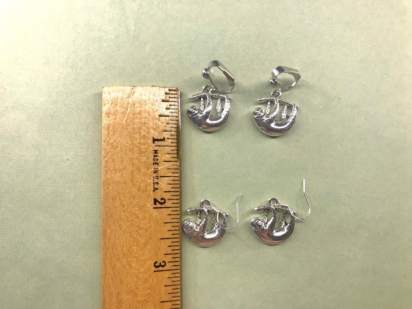 Sloth Clip On Earrings