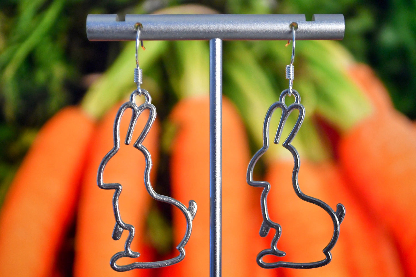 Rabbit Outline Clip On Earrings
