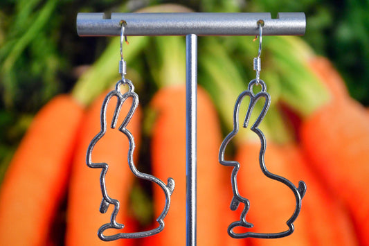 Rabbit Outline Clip On Earrings