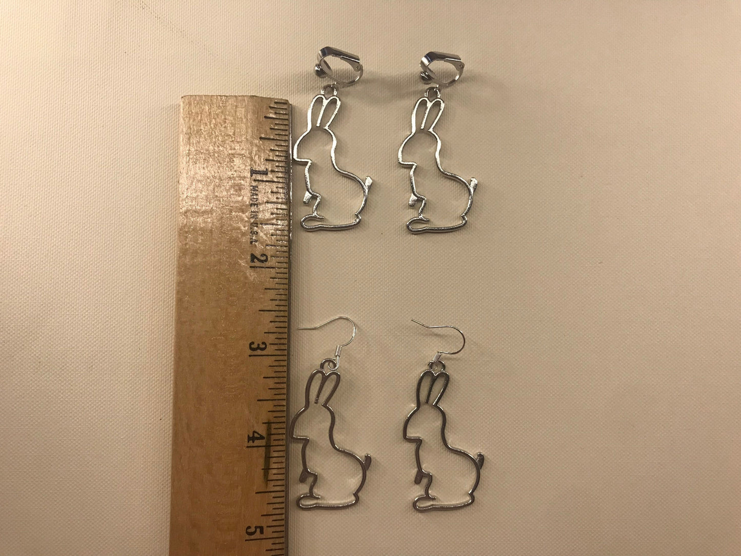 Rabbit Outline Clip On Earrings
