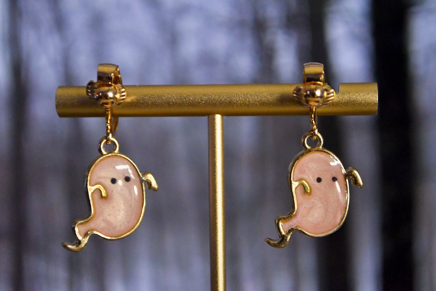 Ghost Spooky Colored Clip On Earrings