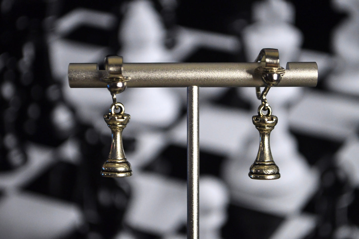 Chess Piece Clip On Earrings