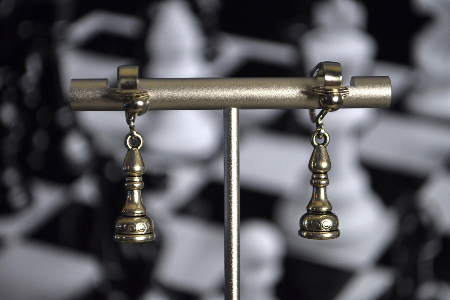 Chess Piece Clip On Earrings