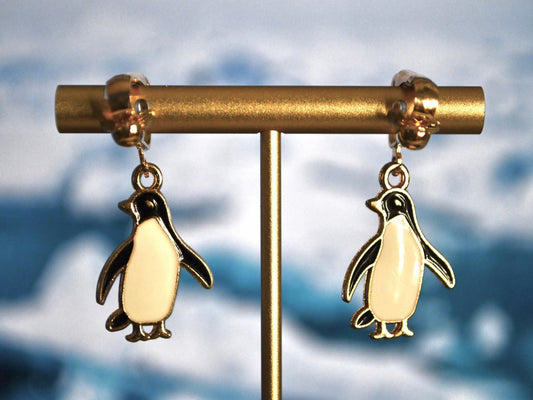 Penguin Clip On Earrings