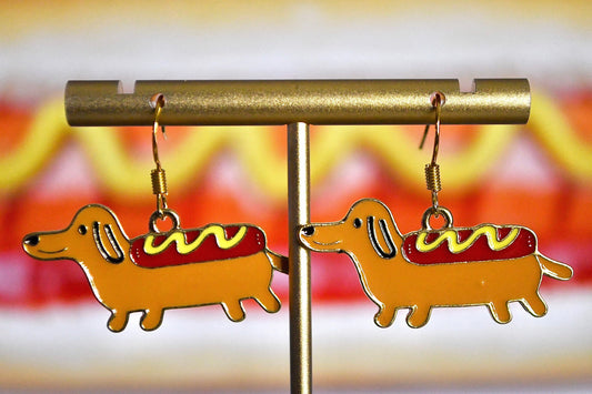 Hot Dog Clip On Earrings