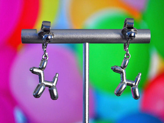 Dog Balloon Animal Clip On Earrings