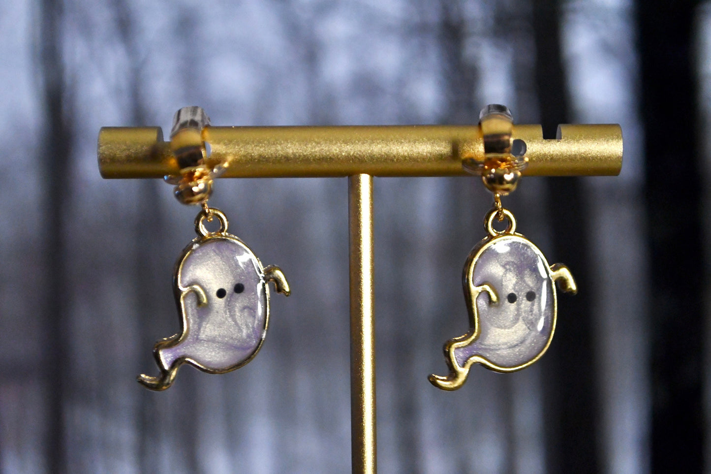 Ghost Spooky Colored Clip On Earrings