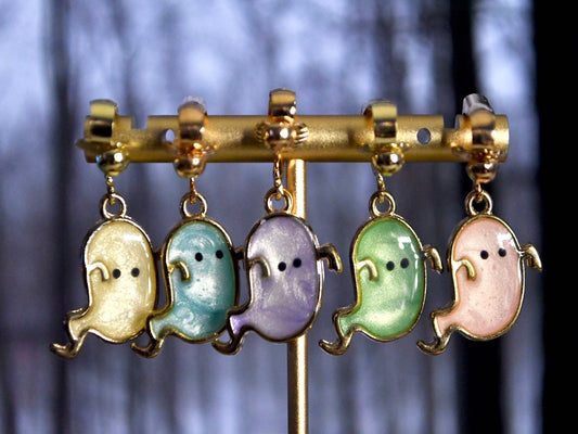 Ghost Spooky Colored Clip On Earrings