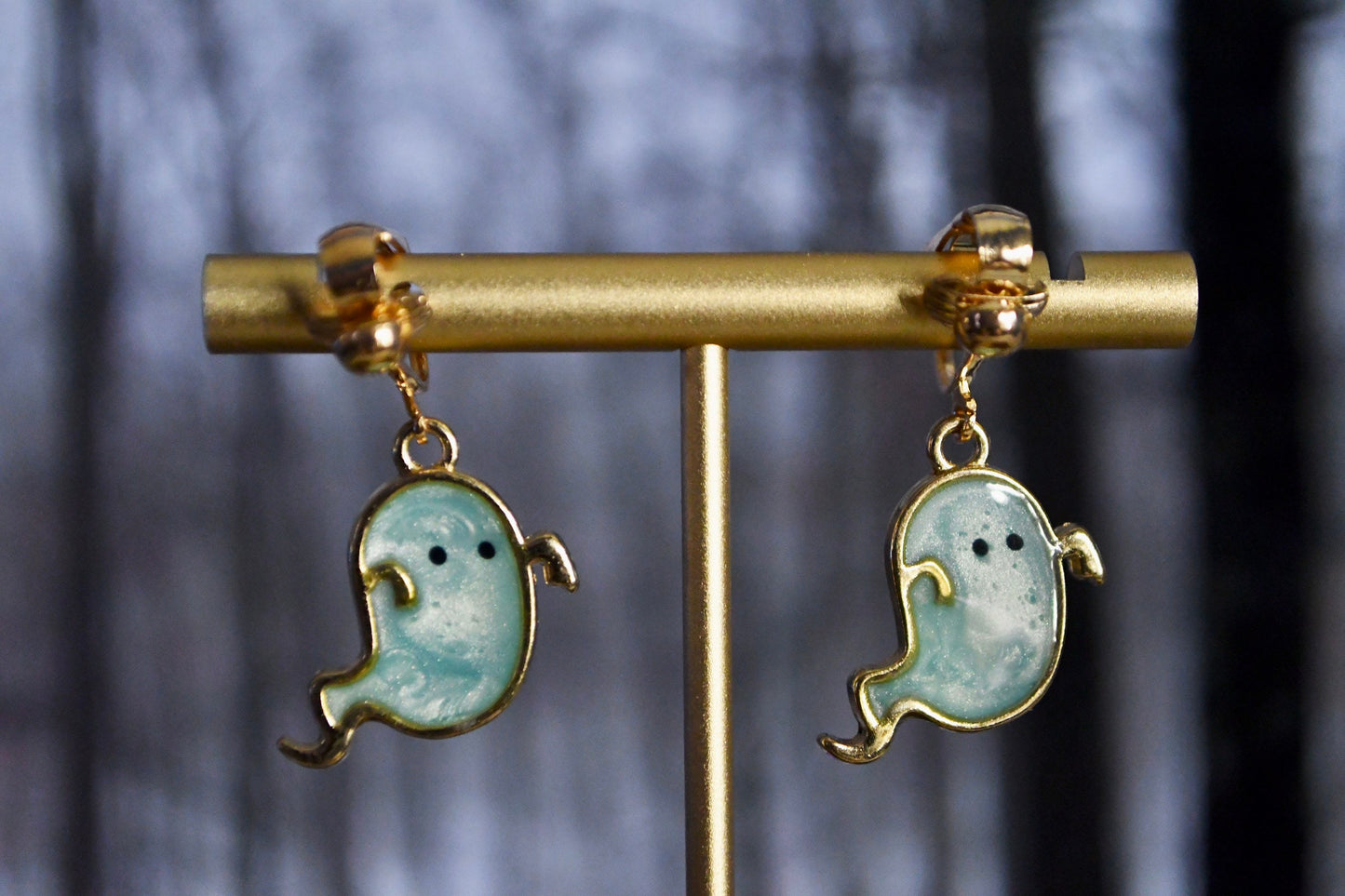 Ghost Spooky Colored Clip On Earrings