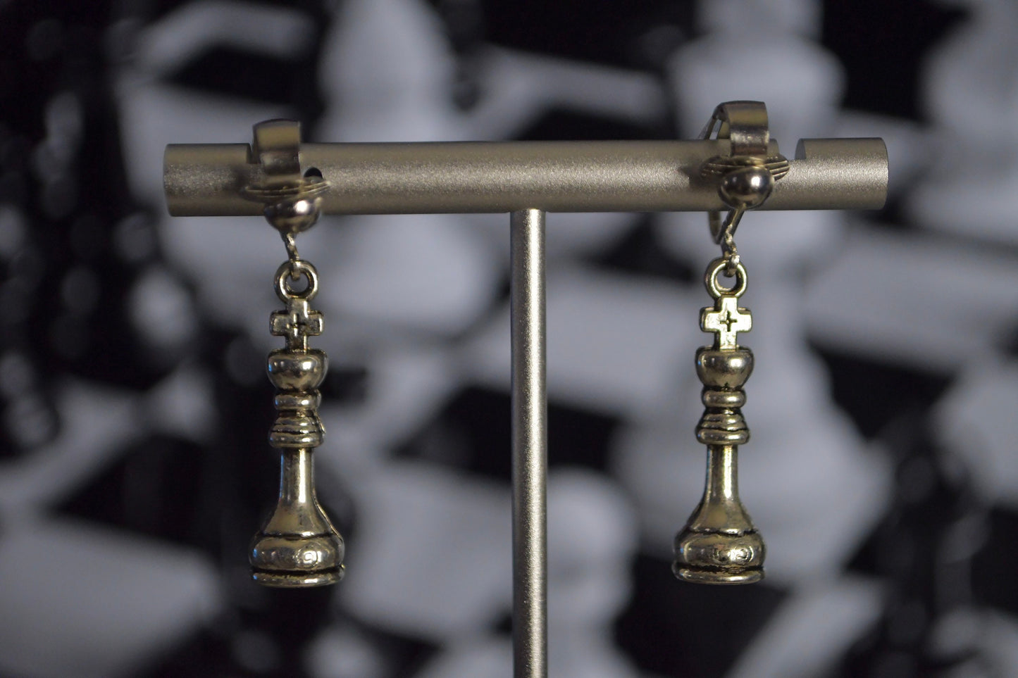 Chess Piece Clip On Earrings