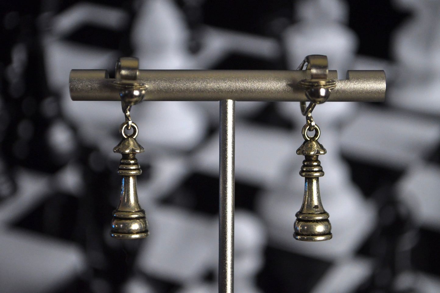 Chess Piece Clip On Earrings