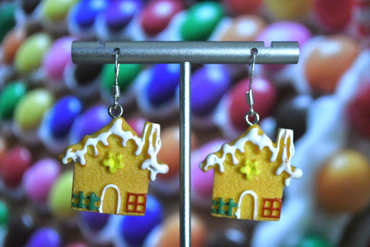 Gingerbread House Clip On Earrings