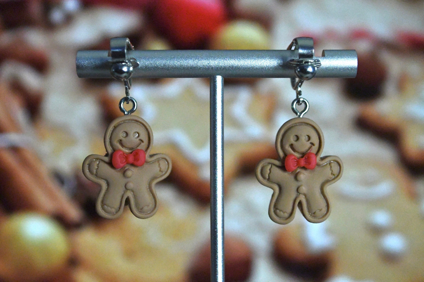 Gingerbread Men Clip On Earrings