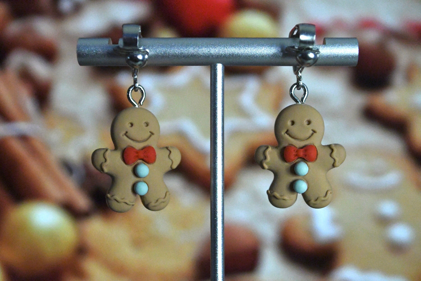 Gingerbread Men Clip On Earrings