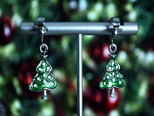 Christmas Tree Clip On Earrings
