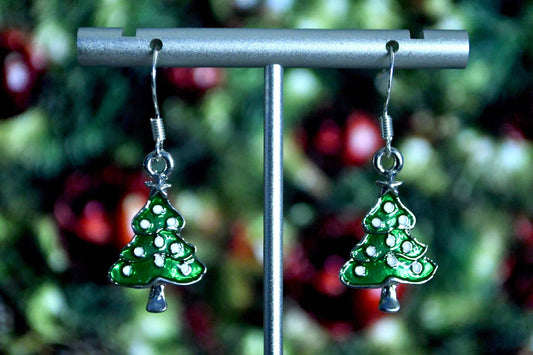 Christmas Tree Clip On Earrings