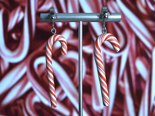 Candy Cane Clip On Earrings