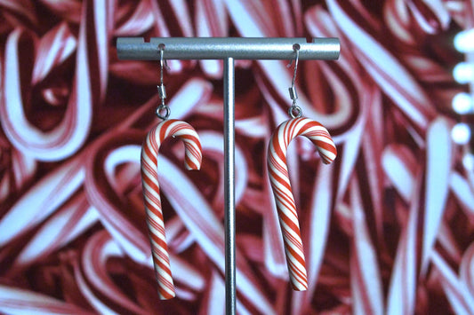 Candy Cane Clip On Earrings
