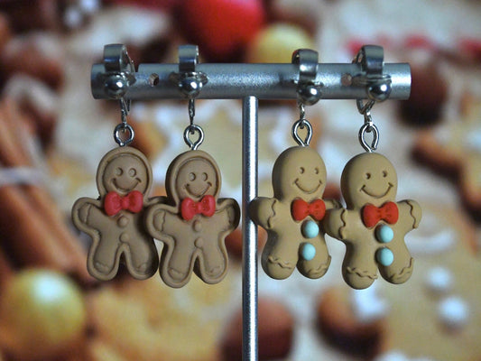 Gingerbread Men Clip On Earrings