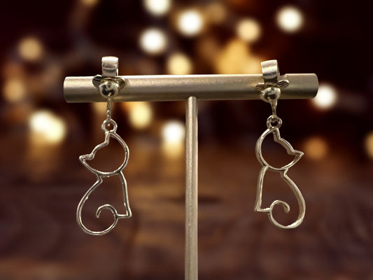 Cat Outline Clip On Earrings