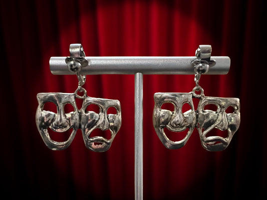 Drama Mask Clip On Earrings