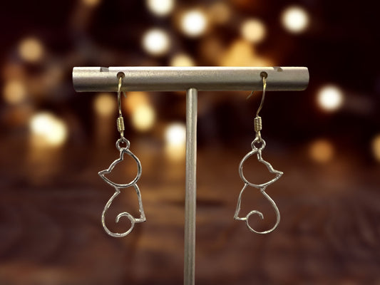 Cat Outline Clip On Earrings