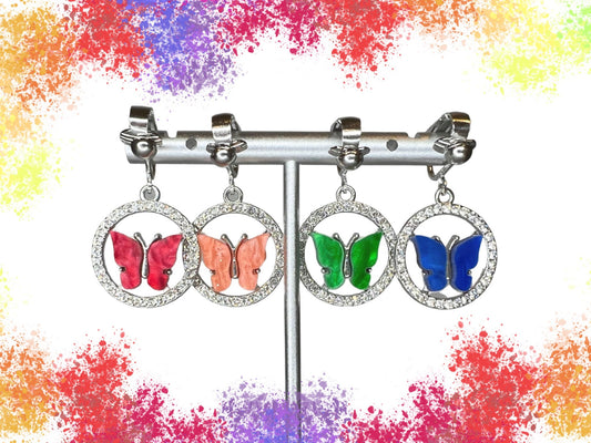 Butterfly Rhinestone Clip On Earrings