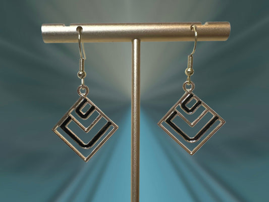 Modern Geometric Squares Clip On Earrings