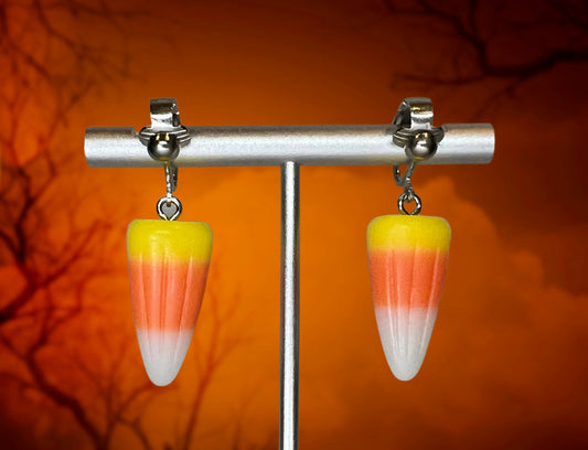 Candy Corn Clip On Earrings