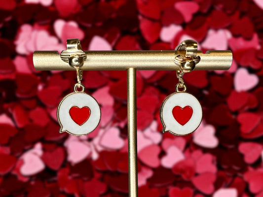 Heart Message Clip On Earrings