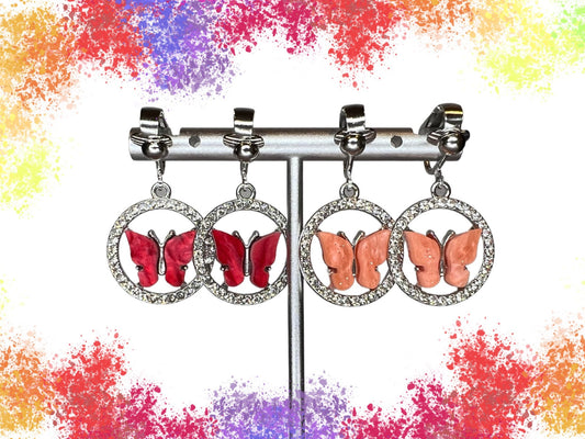 Butterfly Rhinestone Clip On Earrings